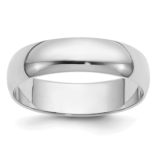 14k White Gold 5mm Half Round Wedding Band 