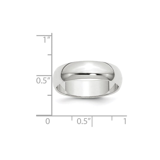 14k White Gold 6mm Half Round Wedding Band