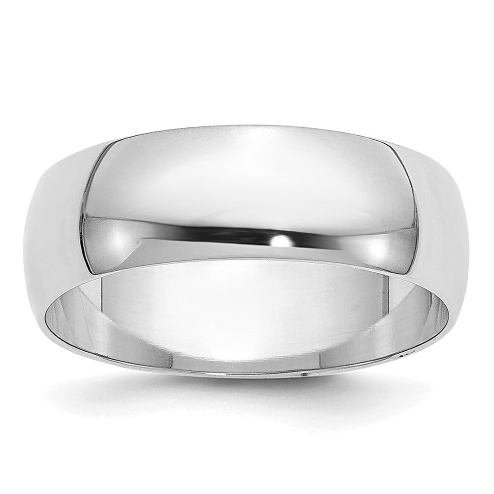 14k White Gold 6mm Half Round Wedding Band 