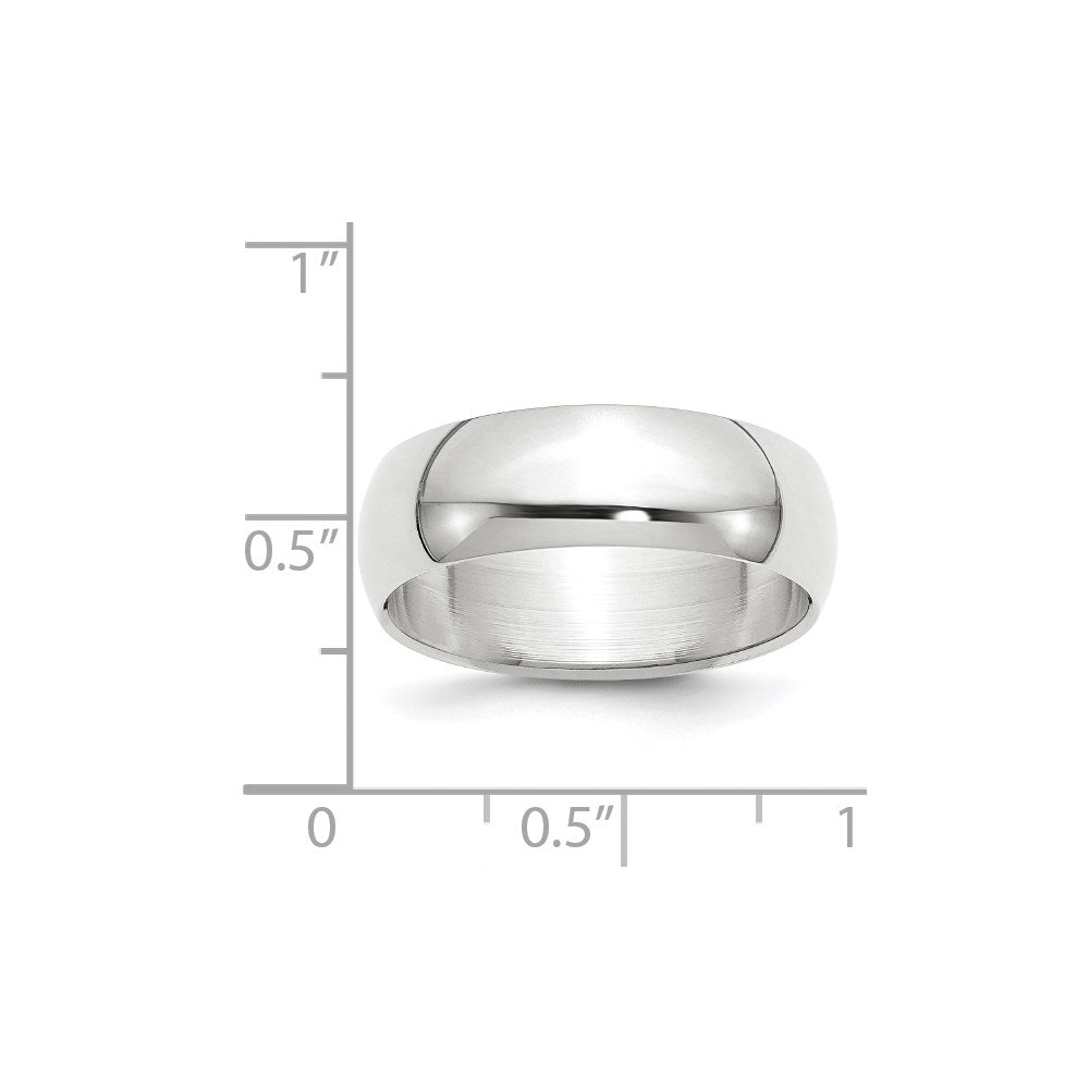 14k White Gold 7mm Half Round Wedding Band