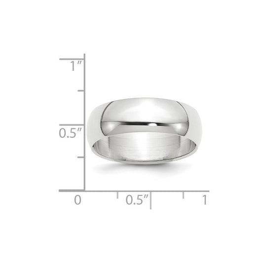 14k White Gold 7mm Half Round Wedding Band