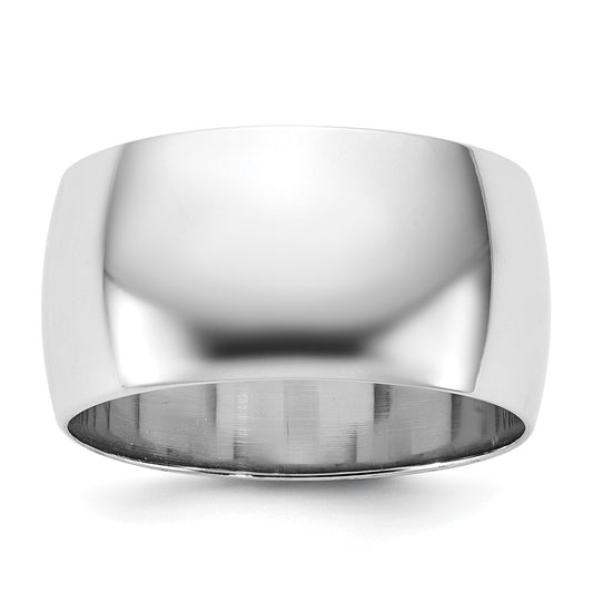 14k White Gold 10mm Half Round Wedding Band 