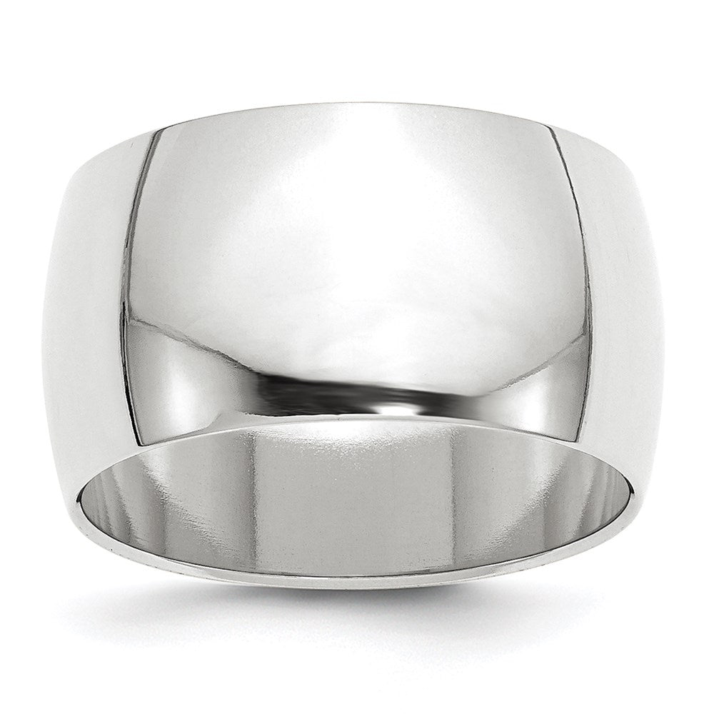 14k White Gold 12mm Half Round Wedding Band 
