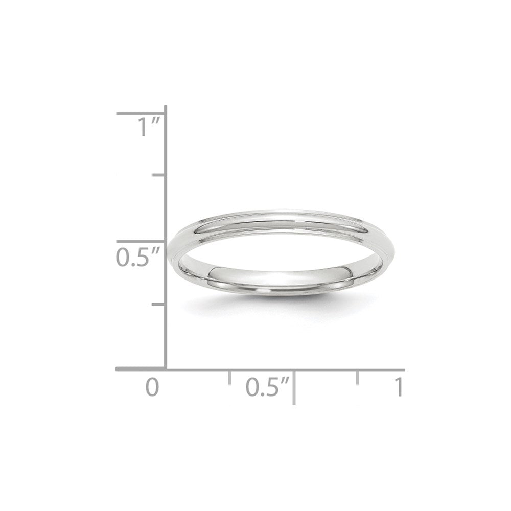 14k White Gold 2.5mm Half Round with Edge Wedding Band