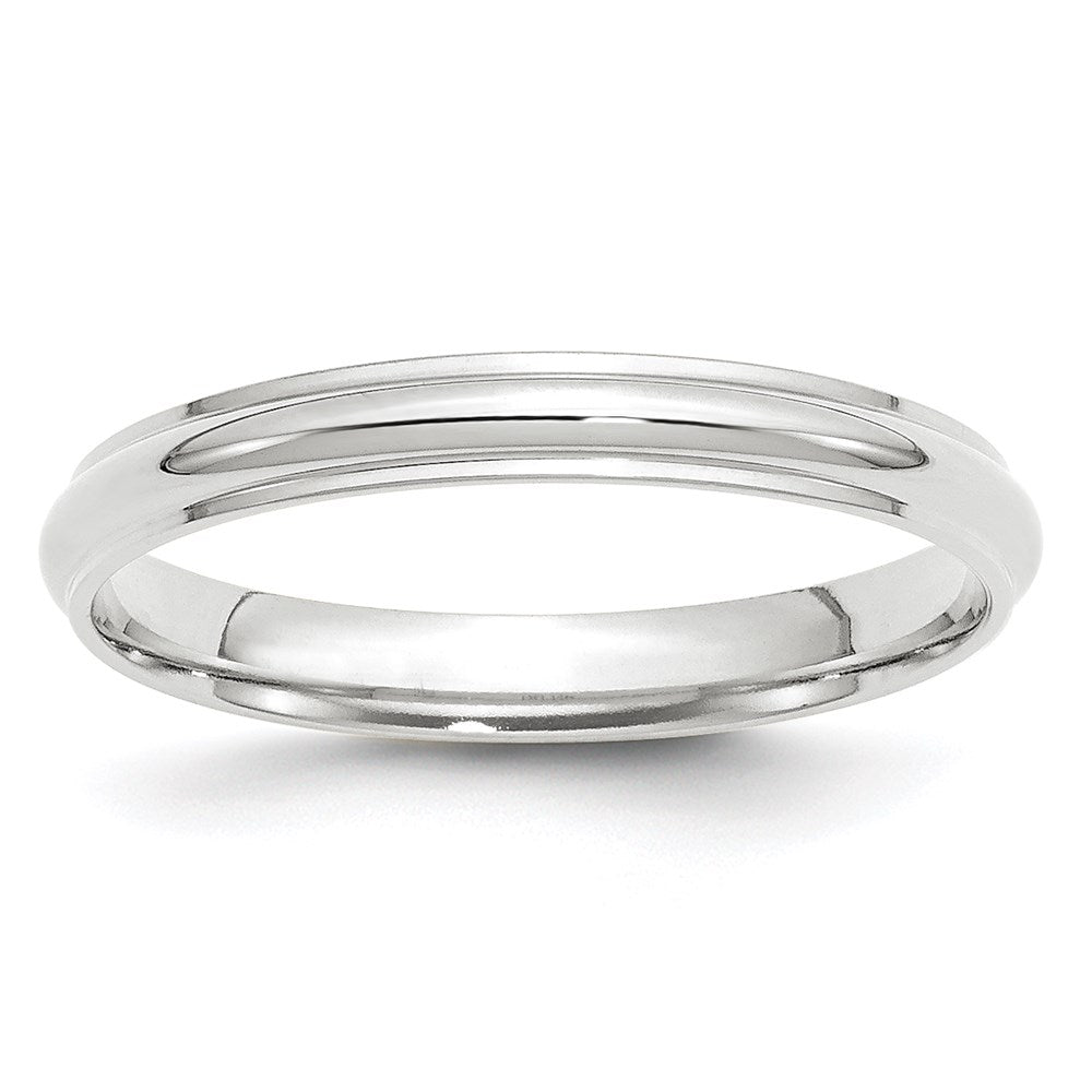 14k White Gold 3mm Half Round with Edge Wedding Band 