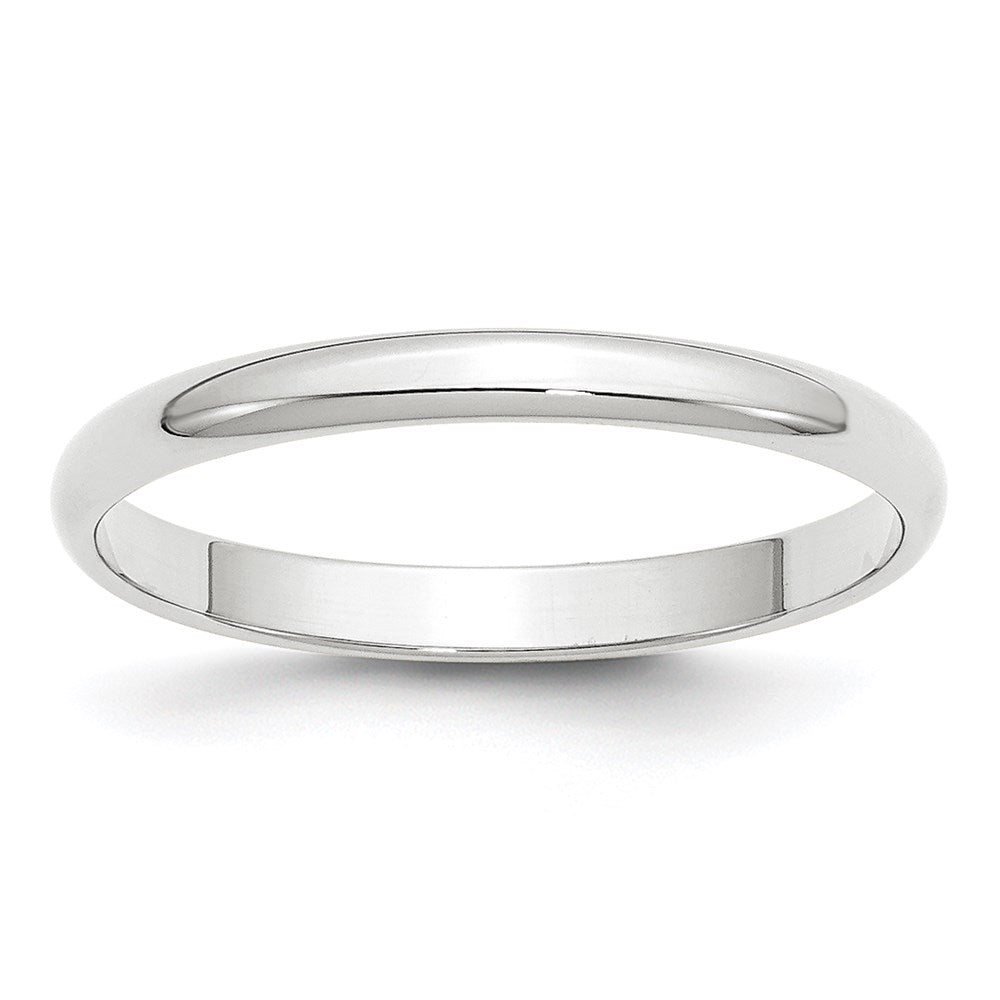 14k White Gold 2.5mm Lightweight Half Round Wedding Band 