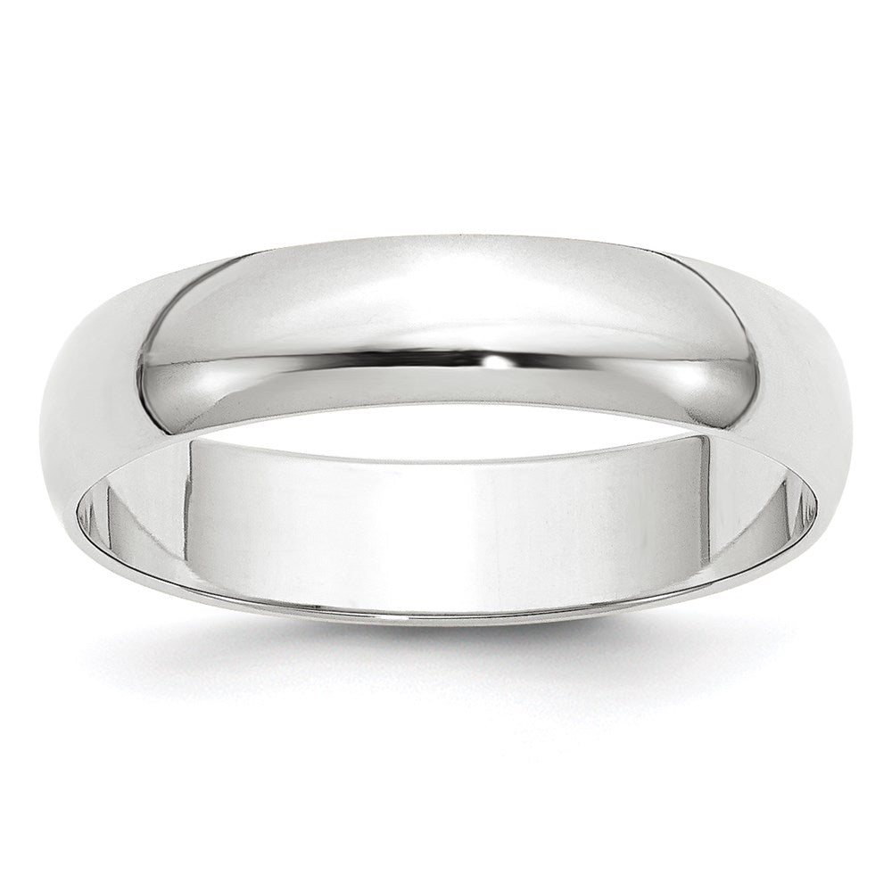 14k White Gold 5mm Lightweight Half Round Wedding Band 