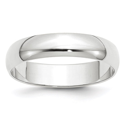 14k White Gold 5mm Lightweight Half Round Wedding Band 