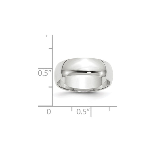 14k White Gold 6mm Lightweight Half Round Wedding Band