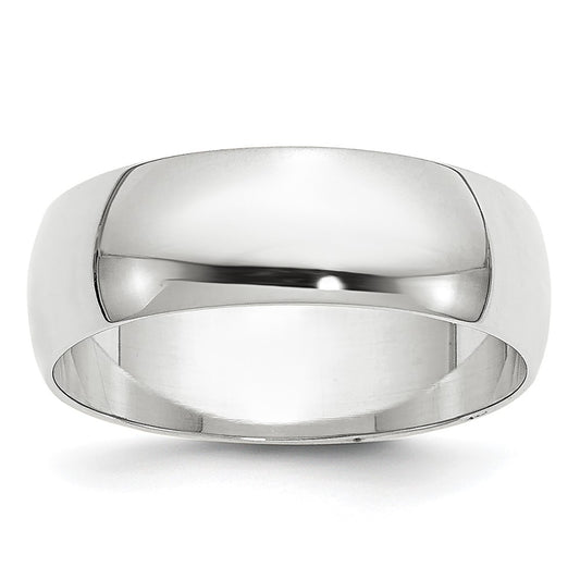 14k White Gold 6mm Lightweight Half Round Wedding Band 