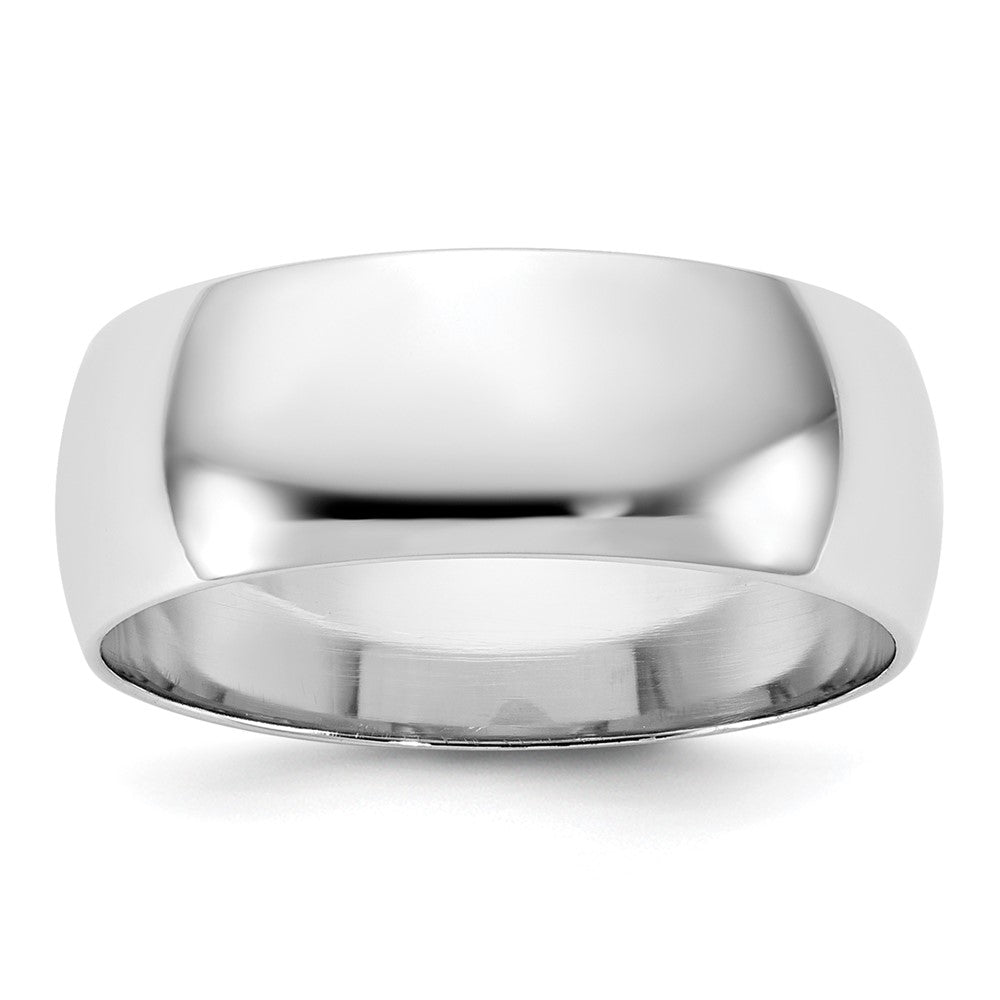 14k White Gold 7mm Lightweight Half Round Wedding Band 