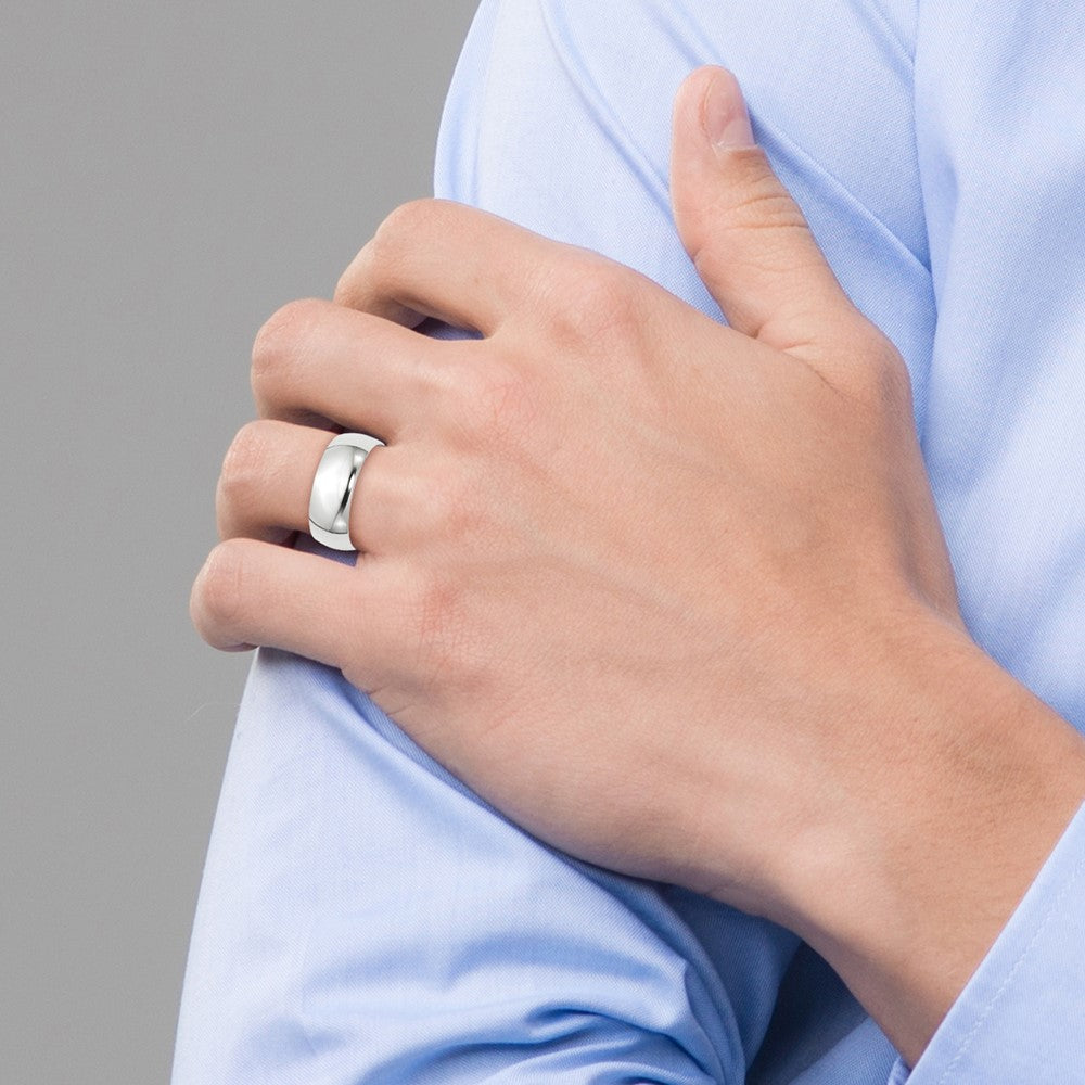 14k White Gold 8mm Lightweight Half Round Wedding Band