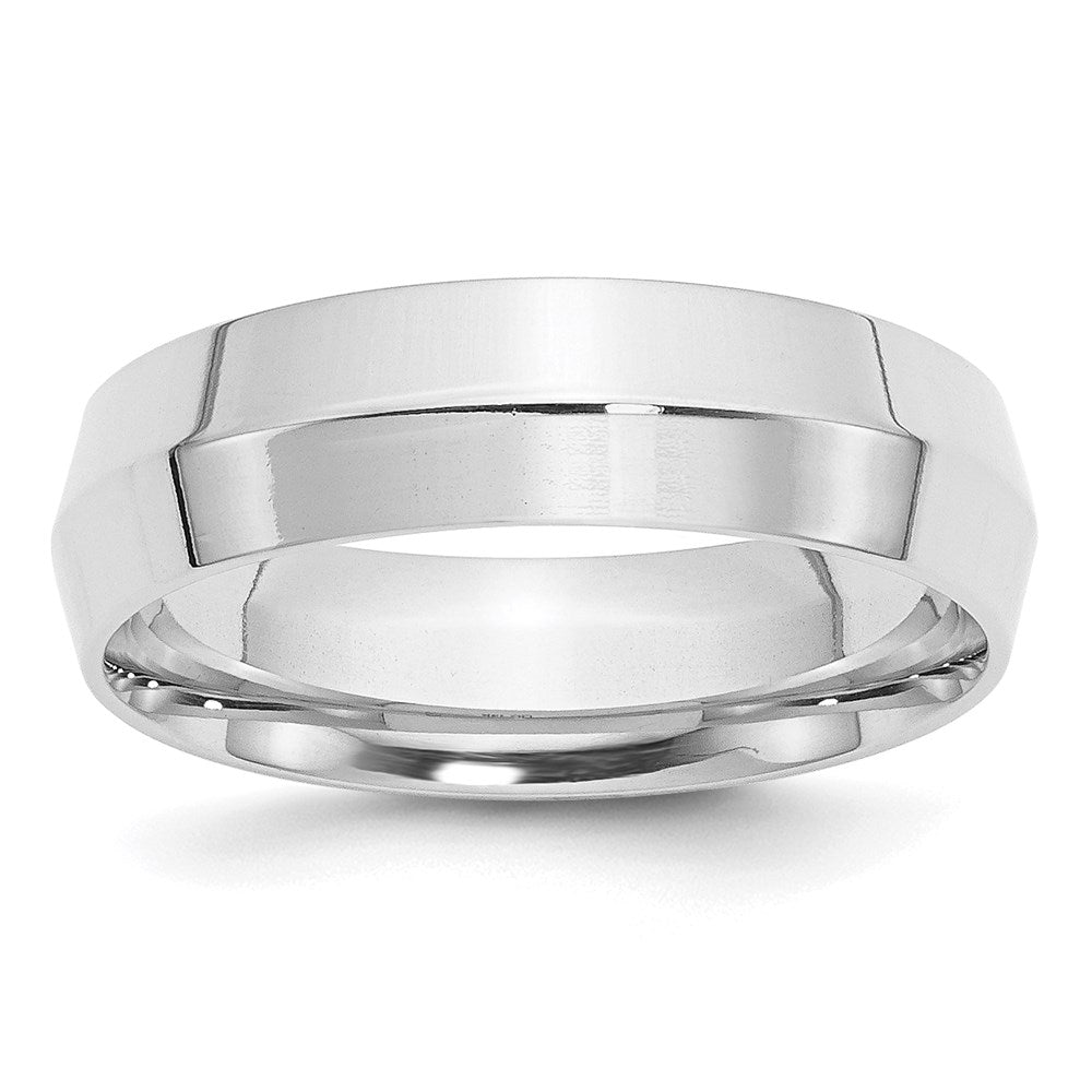 14k White Gold 6mm Knife Edge Comfort Fit Wedding Band 