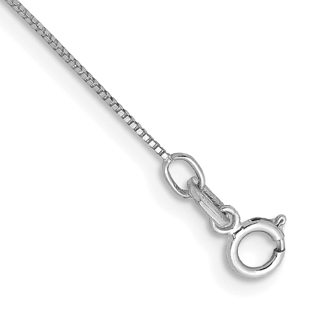 14K White Gold .5mm Box with Spring Ring Clasp Anklet