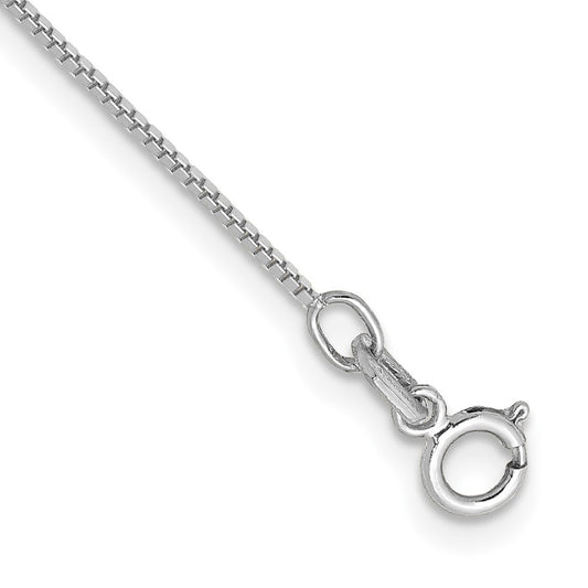 14K White Gold .7mm Box with Spring Ring Clasp Anklet