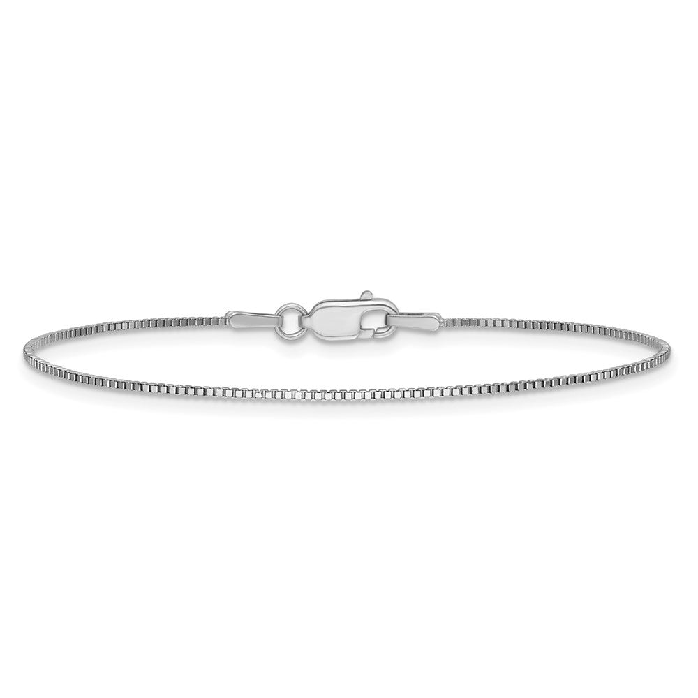 14K White Gold .95mm Box with Lobster Clasp Bracelet