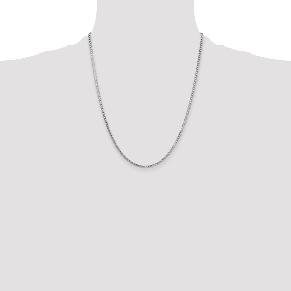 14K White Gold 1.9mm Box with Lobster Clasp Chain