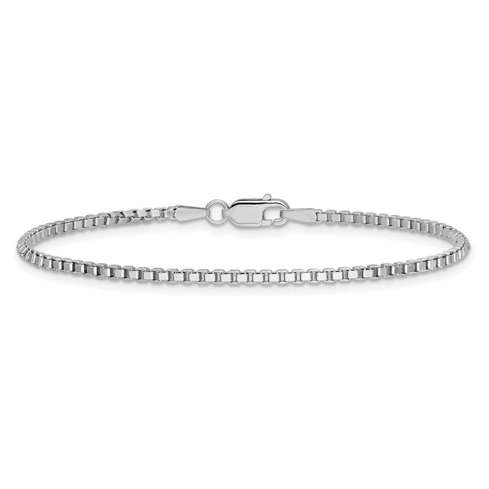 14K White Gold 1.9mm Box with Lobster Clasp Bracelet