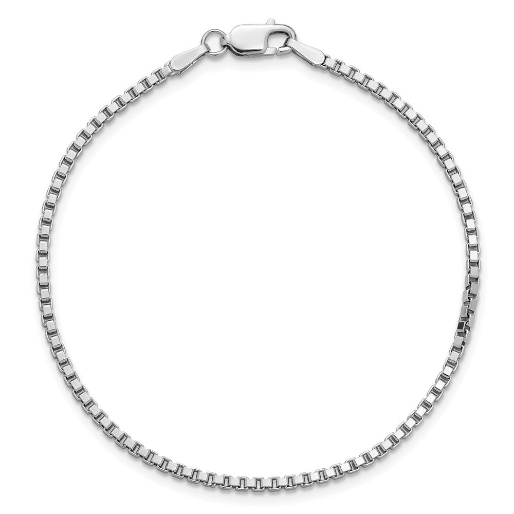 14K White Gold 1.9mm Box with Lobster Clasp Bracelet