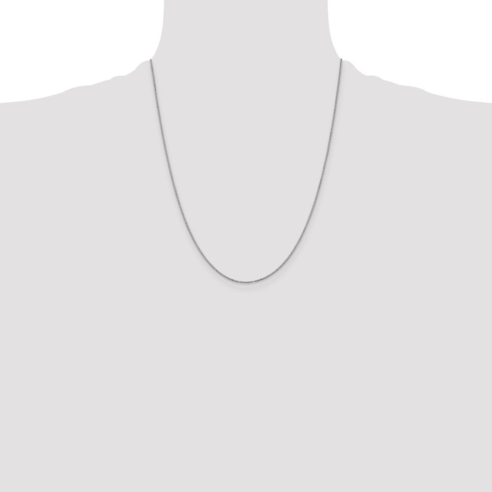 14K White Gold .9mm Box with Spring Ring Clasp Chain