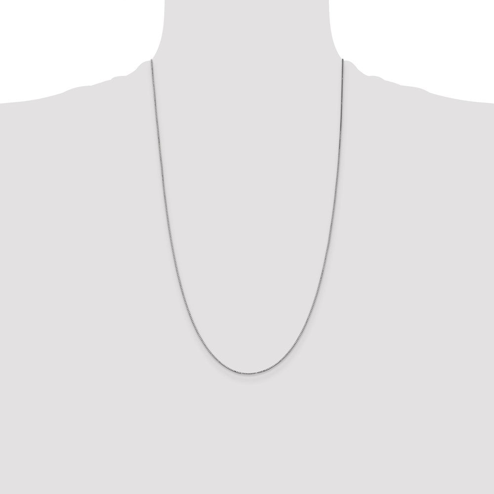 14K White Gold .9mm Box with Spring Ring Clasp Chain