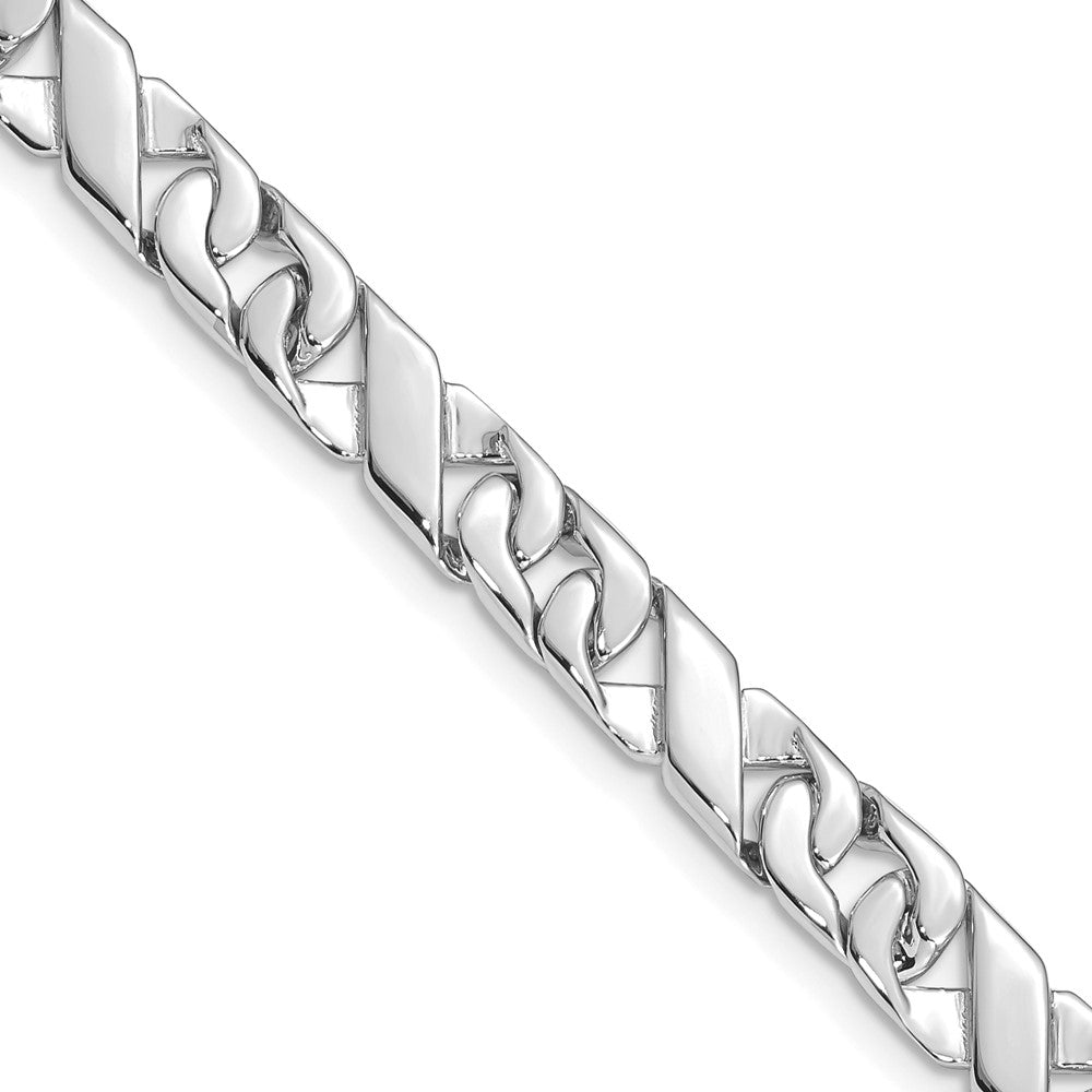 14K White Gold 6.7mm Hand Polished Fancy Link with Fancy Lobster Clasp Chain