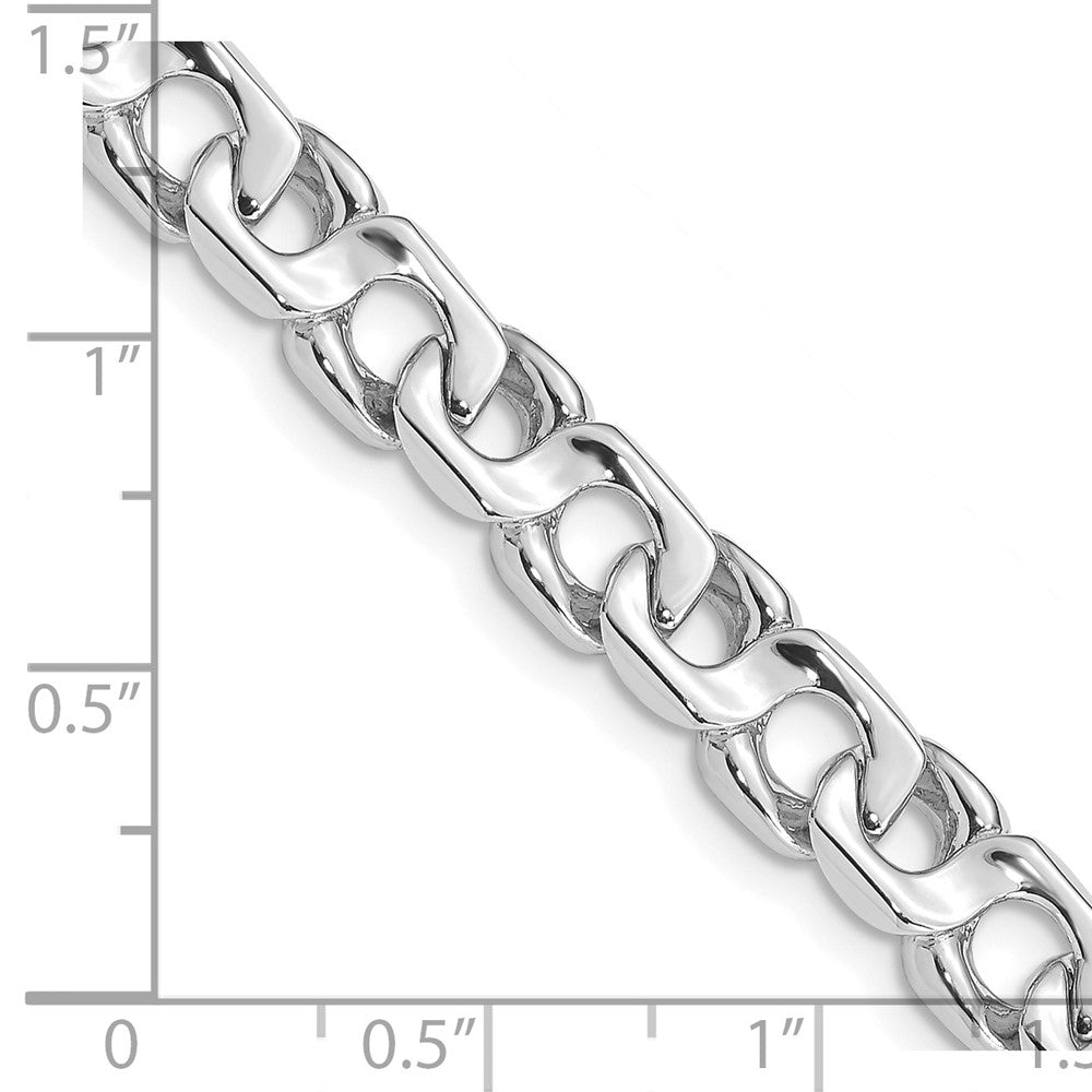 14K White Gold 7.4mm Hand Polished Fancy Link with Fancy Lobster Clasp Chain