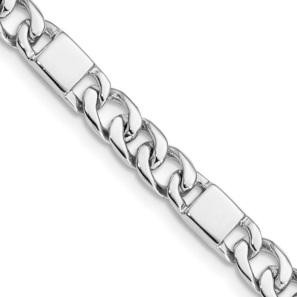 14K White Gold 5.6mm Hand Polished Fancy Link with Fancy Lobster Clasp Chain