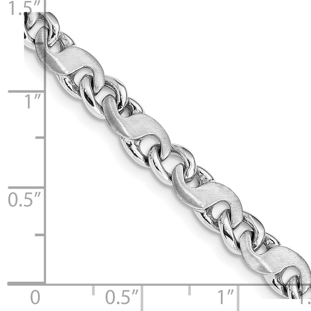 14K White Gold 5.4mm Hand Polished and Satin Fancy S-Link with Fancy Lobster Clasp Chain