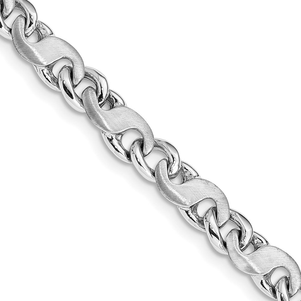 14K White Gold 5.4mm Hand Polished and Satin Fancy S-Link with Fancy Lobster Clasp Chain