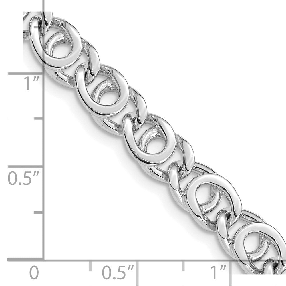 14K White Gold 7mm Hand Polished Fancy Link with Fancy Lobster Clasp Chain