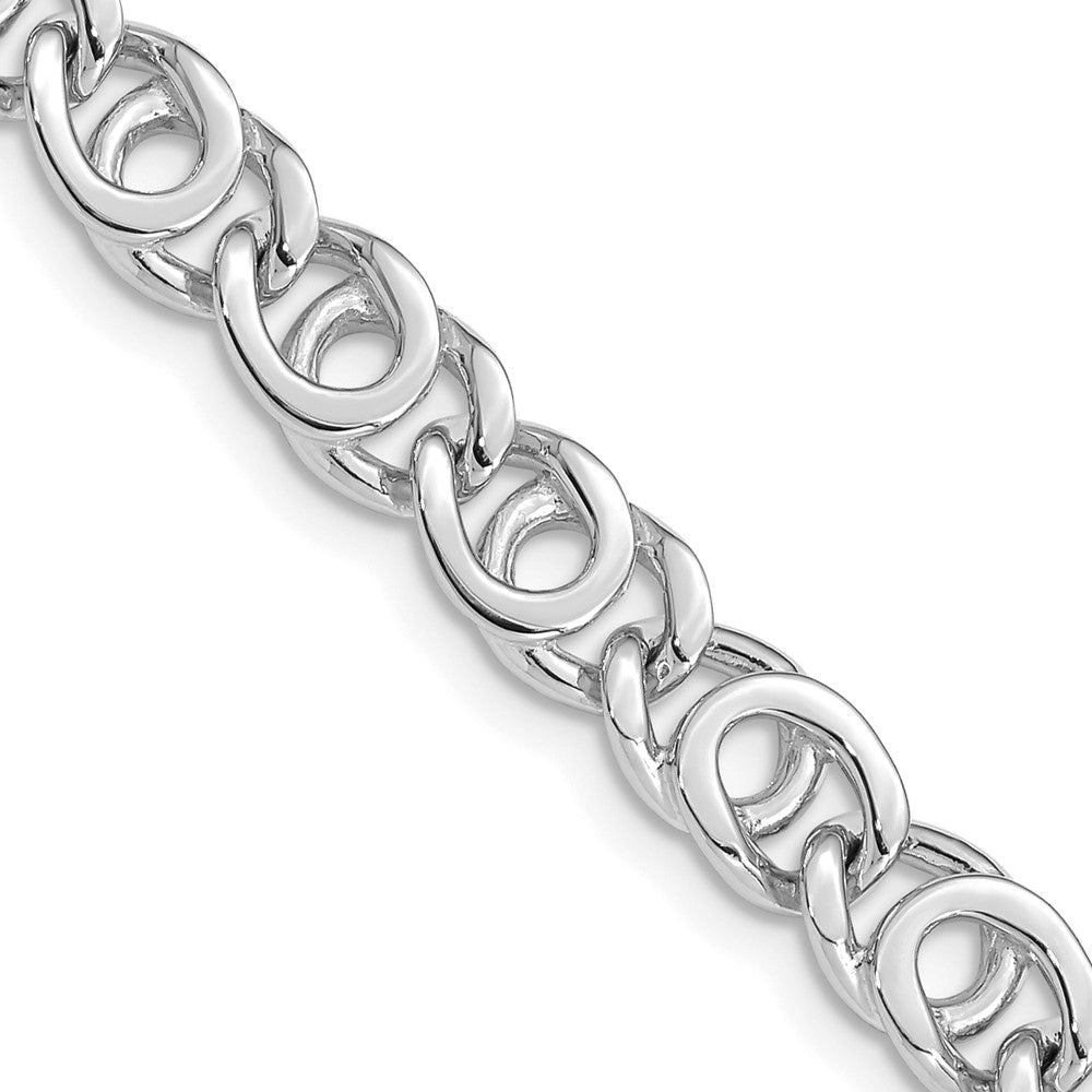 14K White Gold 7mm Hand Polished Fancy Link with Fancy Lobster Clasp Chain
