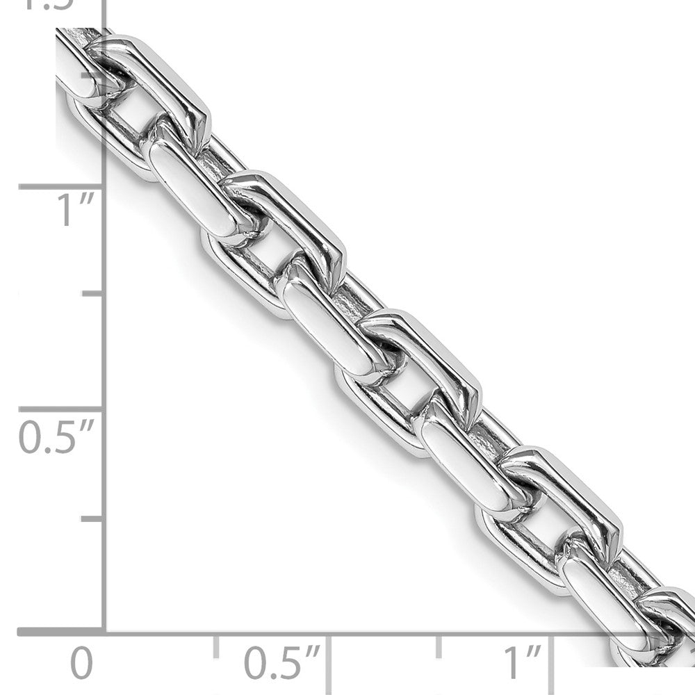 14K White Gold 5.4mm Hand Polished Fancy Link with Lobster Clasp Chain