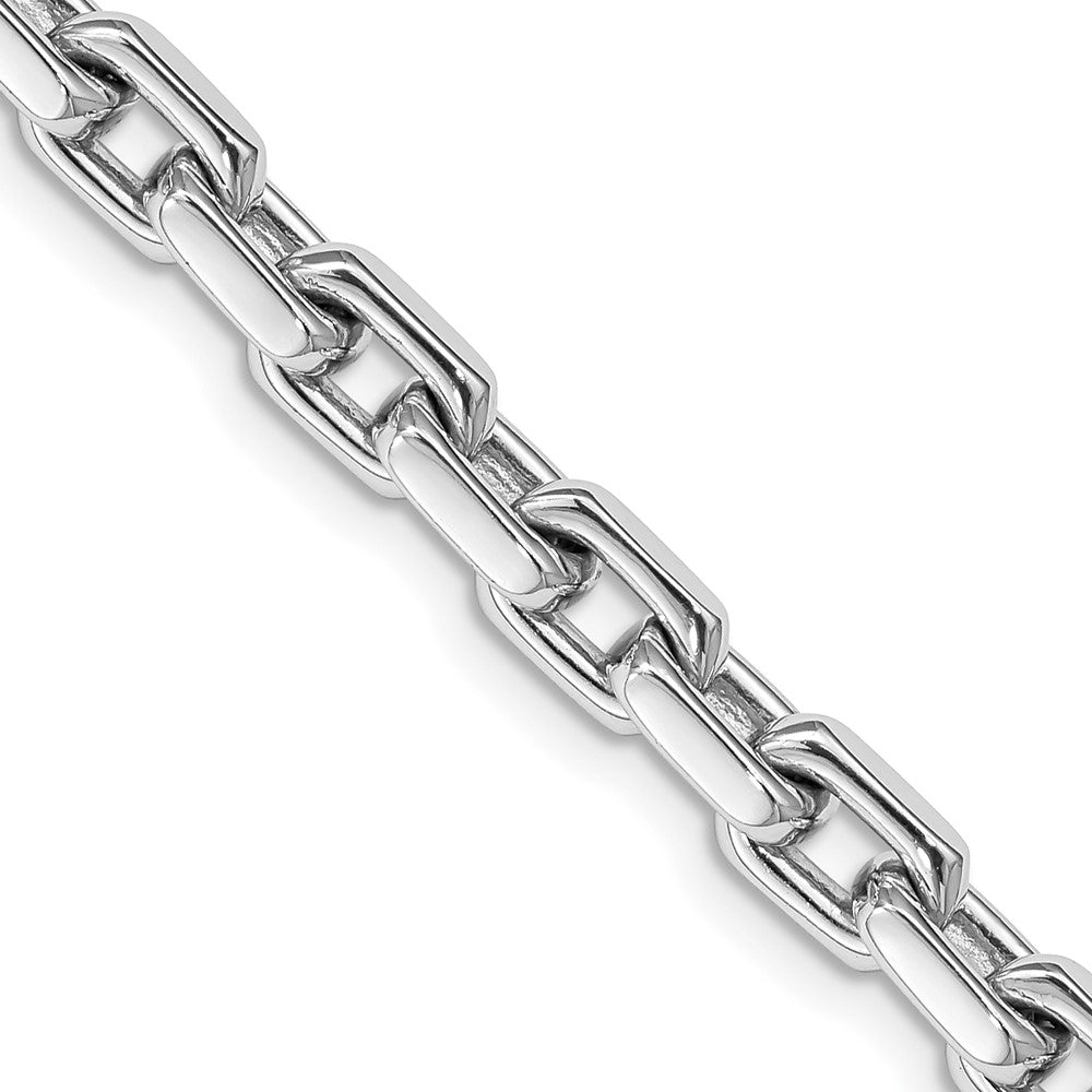 14K White Gold 5.4mm Hand Polished Fancy Link with Lobster Clasp Chain