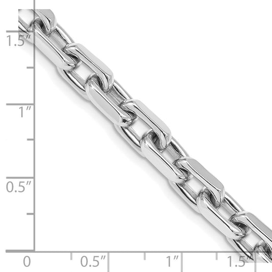 14K White Gold 7mm Hand Polished Fancy Link with Lobster Clasp Chain