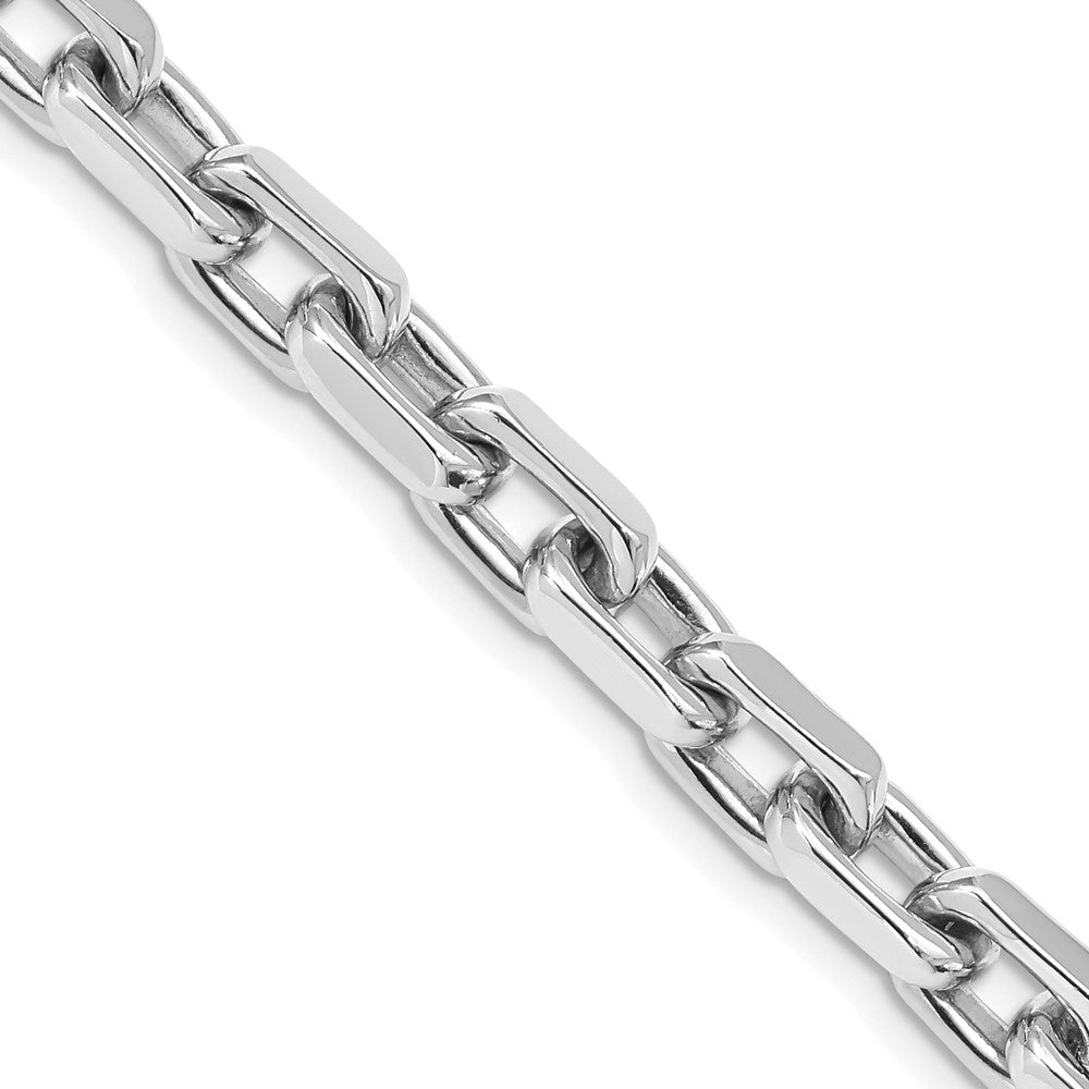14K White Gold 7mm Hand Polished Fancy Link with Lobster Clasp Chain