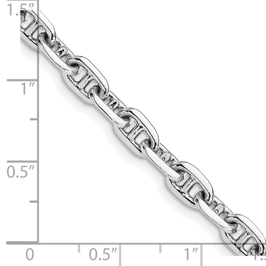 14K White Gold 5.1mm Hand Polished Fancy Link with Lobster Clasp Chain