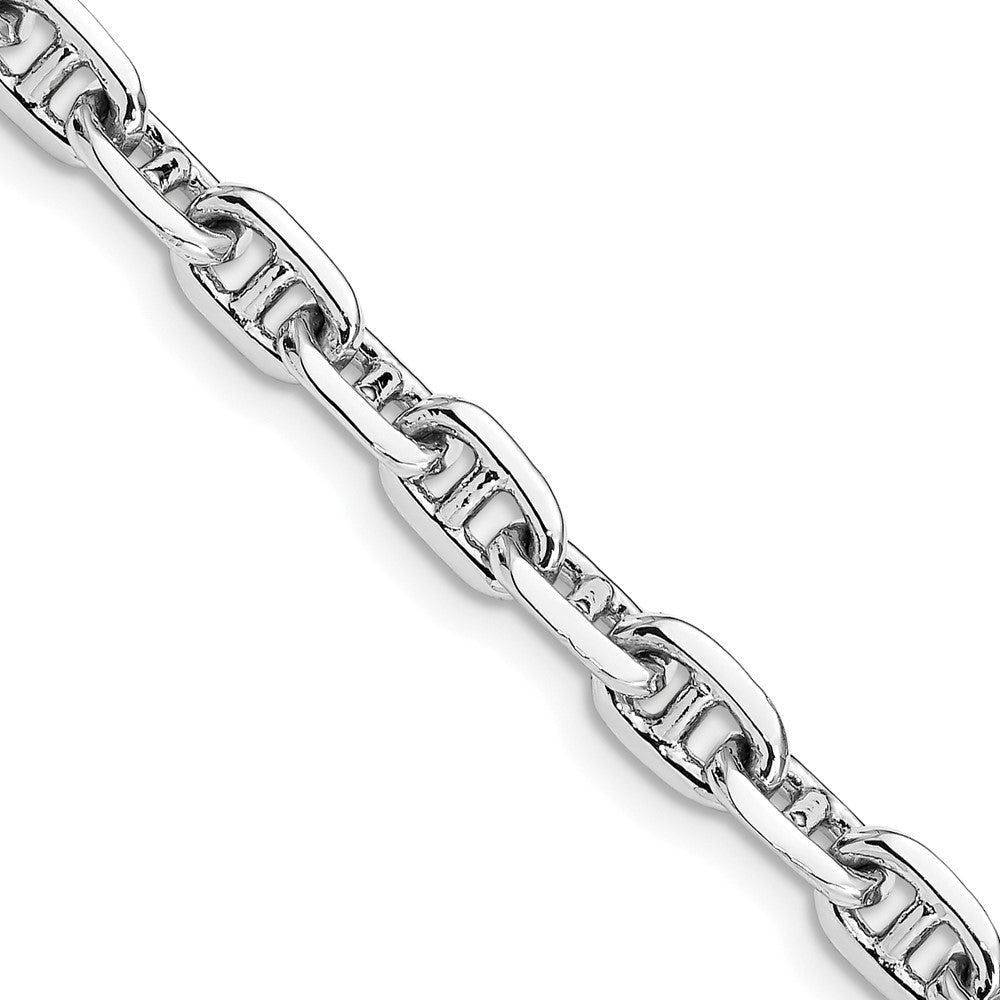 14K White Gold 5.1mm Hand Polished Fancy Link with Lobster Clasp Chain