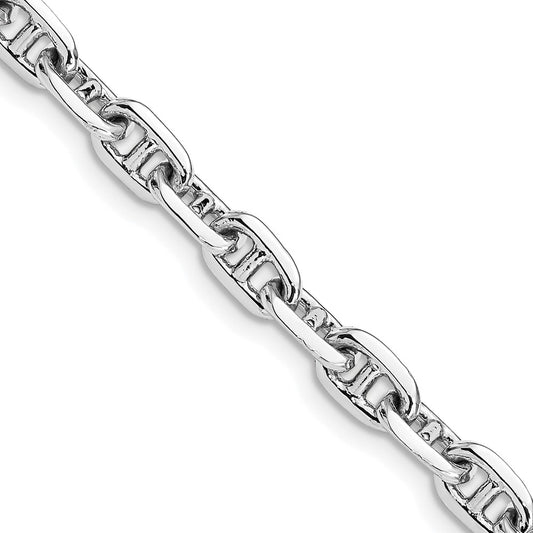 14K White Gold 5.1mm Hand Polished Fancy Link with Lobster Clasp Chain