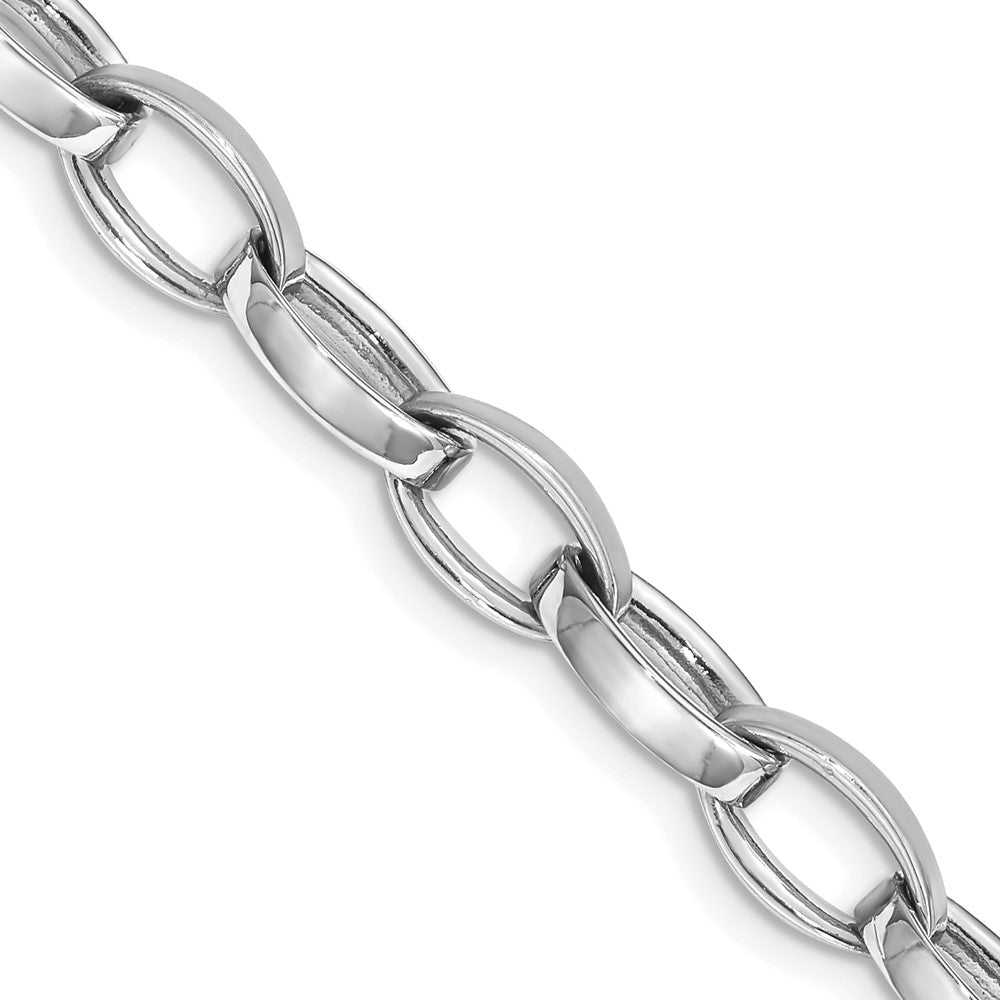 14K White Gold 6.6mm Hand Polished and Satin Fancy Link with Fancy Lobster Clasp Chain