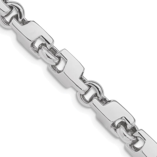 14K White Gold 6.6mm Hand Polished Fancy Link with Fancy Lobster Clasp Chain