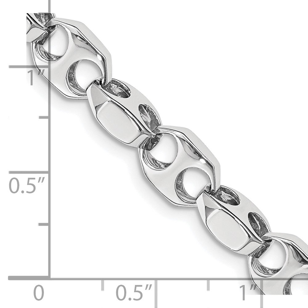 14K White Gold 7.2mm Hand Polished Fancy Link with Fancy Lobster Clasp Chain