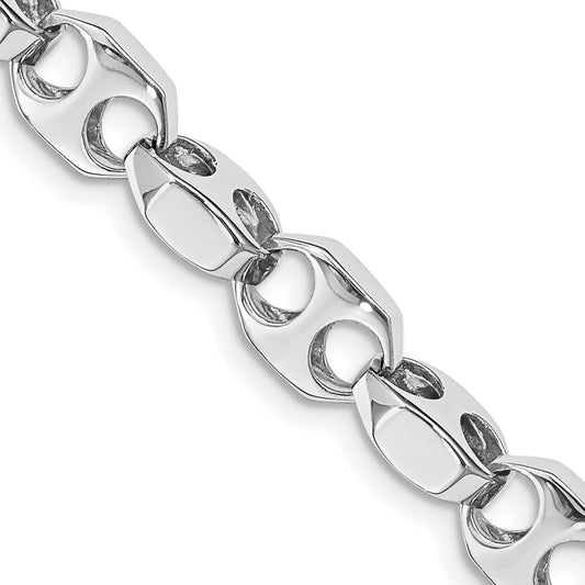 14K White Gold 7.2mm Hand Polished Fancy Link with Fancy Lobster Clasp Chain