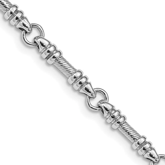 14K White Gold 3.5mm Hand Polished and Textured Fancy Link with Fancy Lobster Clasp Chain