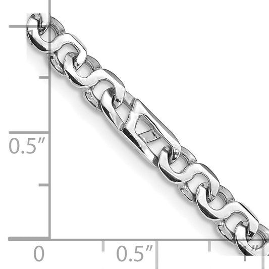 14K White Gold 4.3mm Hand Polished Fancy Link with Fancy Lobster Clasp Chain