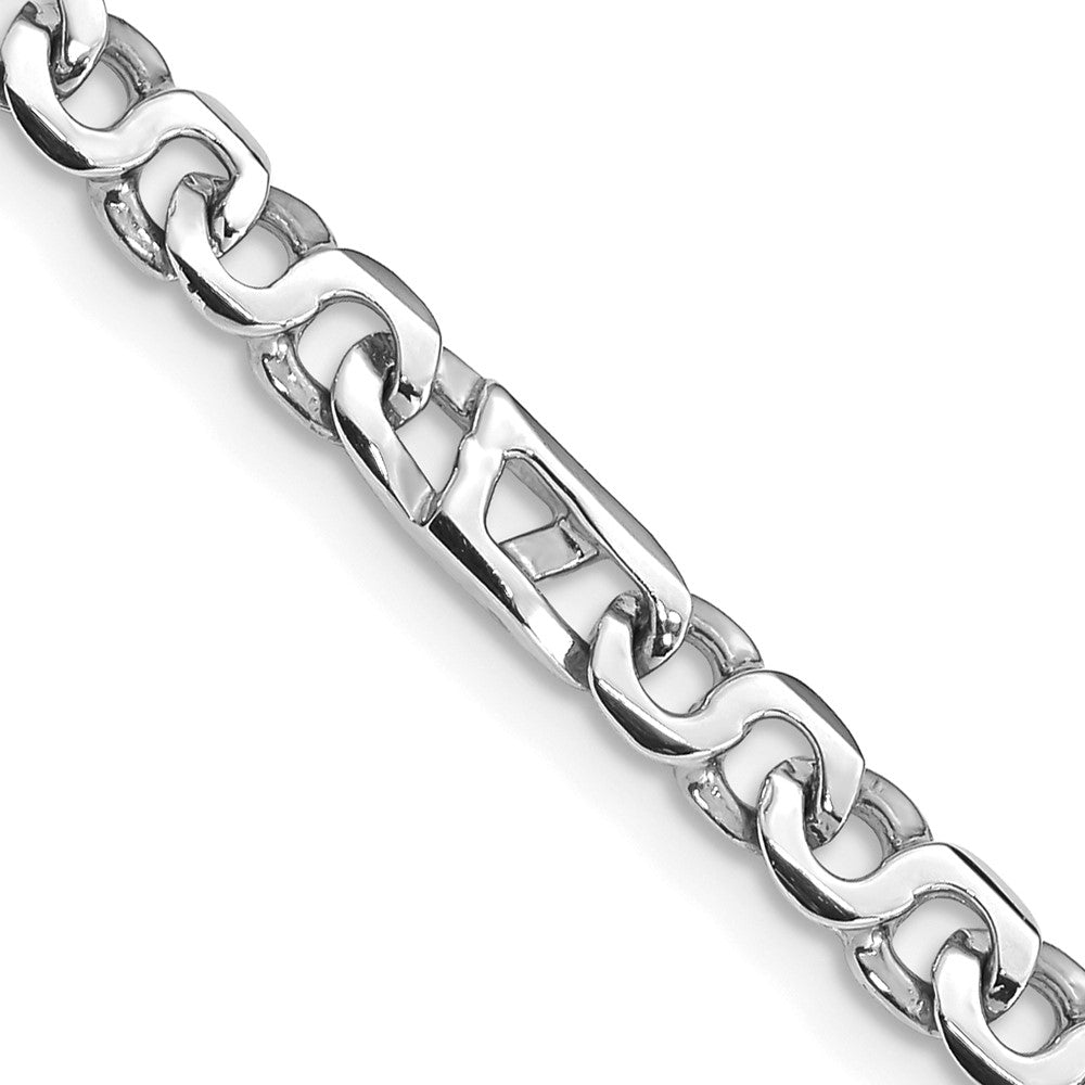 14K White Gold 4.3mm Hand Polished Fancy Link with Fancy Lobster Clasp Chain