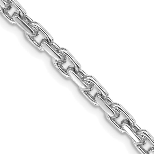 14K White Gold 4.2mm Hand Polished Fancy Link with Lobster Clasp Chain