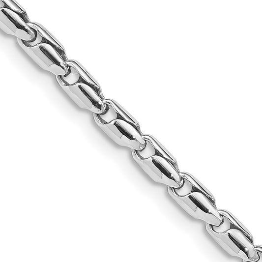 14K White Gold 3mm Hand Polished Fancy Link with Lobster Clasp Chain