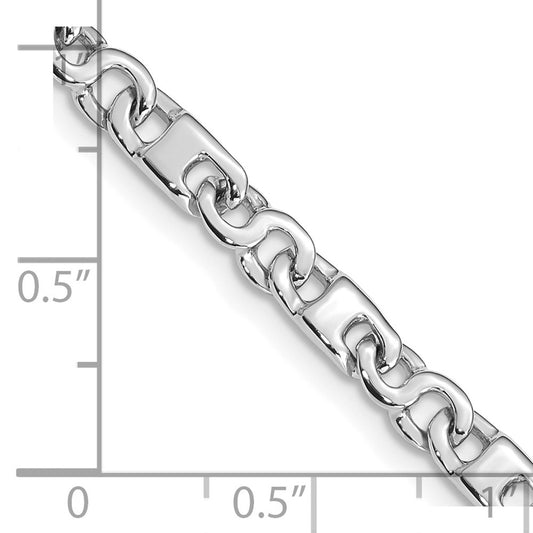 14K White Gold 4.4mm Hand Polished Fancy Link with Fancy Lobster Clasp Chain