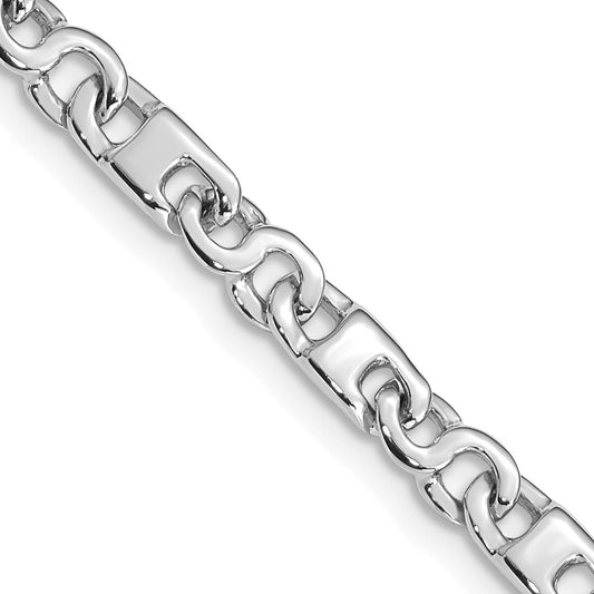 14K White Gold 4.4mm Hand Polished Fancy Link with Fancy Lobster Clasp Chain